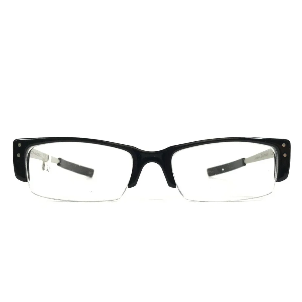 Onkel Eyeglasses Frames Zonk Col 1 Shiny Black Matte Silver Half Rim 50-18-138